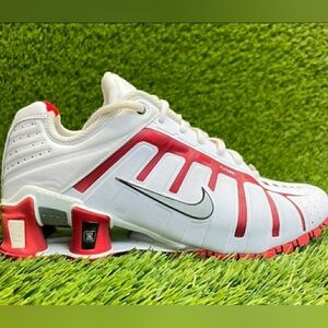 Nike White & Red Shox Performance Sneakers